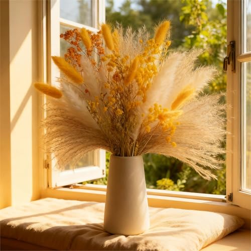 Ramo de flores secas DIY amarillo para decoración miniatura 7