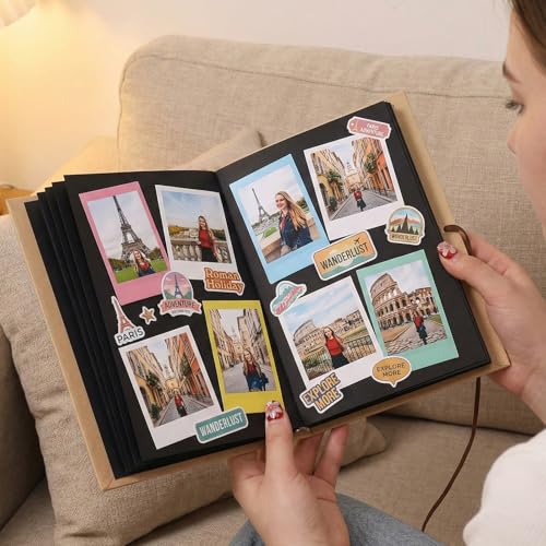 Mini álbum de recortes 4,5 x 7 pulgadas, con tapa dura marrón y páginas interiores marrones, diseño acordeón, para manualidades y memoria personal miniatura 7