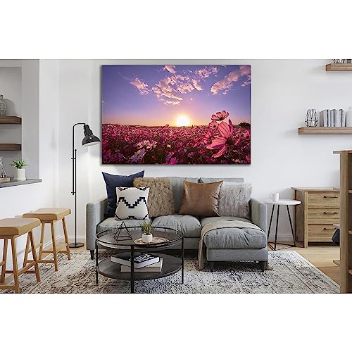 Impression sur toile Flower Field At Sunrise ZELLART 1 panneau format 120x80cm ready to hang