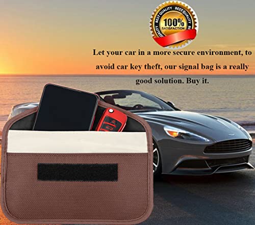 Image of Faraday Bag for Phones (2 Pack, Large) - RFID Blocking Pouch Cage Case, Key Fob Protector, Signal Blocking for Cell Phone Privacy Protection, Car Key FOB, RFID Card Protector (Brown)