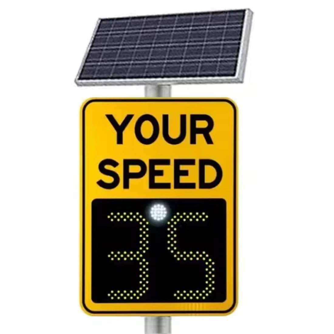 Señal de tráfico de radar con pantalla LED – Señal solar de retroalimentación de radar de velocidad para seguridad vial con accesorios, 20 x 27 pulgadas – Detector de límite de velocidad