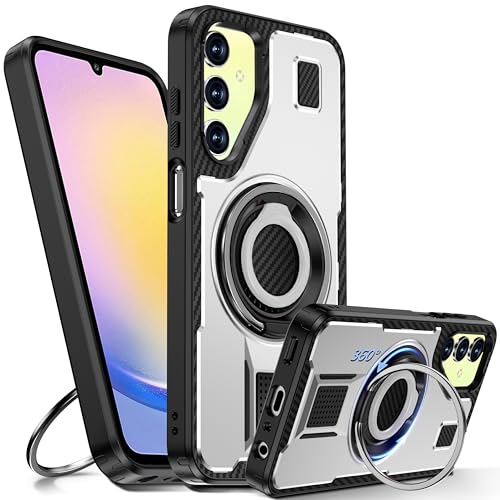Tuvror Cover per Samsung Galaxy A25 5G /4G con Supporto. [Anello rotante a 360° e Supporto]. Cover protettiva antiurto per Samsung A25, Bianco
