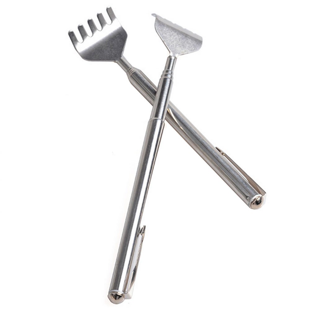 DayCount Pack of 2 Extendable Back Massagers, Stainless Steel Scratcher Foldable Portable Purse Size Claw