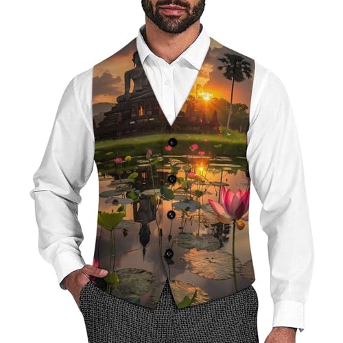 Sukhothai - Thailand Men's Suit Vest Waistcoat Vests Formal Dress with 2 Pockets for Business Casual Tuxedo