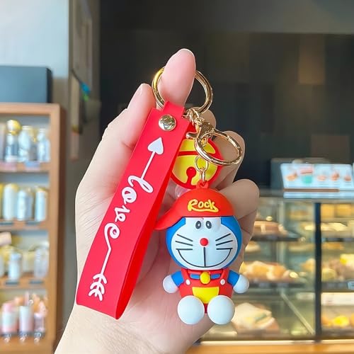 Image of Cute Cartoon Character Silicone 3D Key Chain with Strap Charm & Metal Hook, Merchandise Key Rings Gift for Kids Girls Boys Men & Women