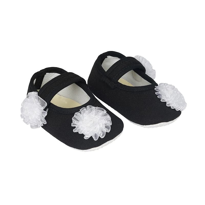 rsmart Infant New Baby Toddlers Boys and Girls Cotton Black Sandal Booties With White Flower Patch [RSM_12]-picture-30