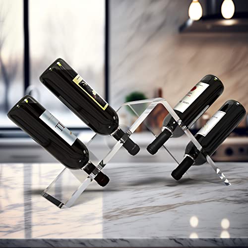 STAUBER Acrylic Wine Bottle Stand - Clear Tabletop Display - 4 Bottles