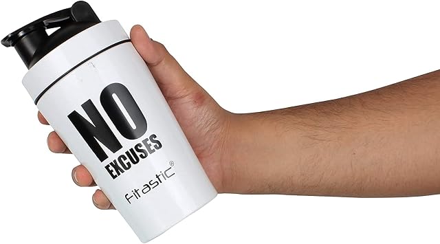 Stainless Steel Shaker Bottle with Steel Mixing Ball NO Excuses (White ,500ml , Pack of 1)