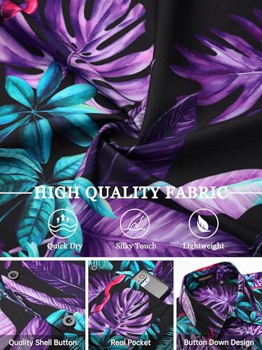 Image of Men's Hawaiian Shirts Short Sleeve Aloha Shirt for Men Casual Button Down Tropical Hawaii Floral Shirt Summer BeachParty