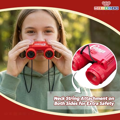 Image of Wembley Mini Binoculars Toy for Kids | Compact and Portable Birdwatching Outdoor Binocular for Boys and Girls | Binocular Toy with Neck String and Focus Adjustment | Educational Birthday Gift (Red)