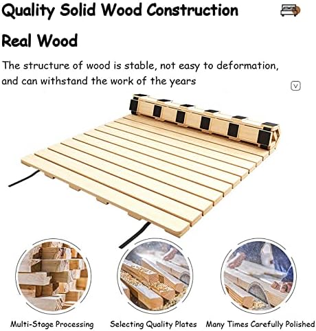 Rollable Floor Mattress Frame，Foldable Wooden Bed Slats, Wooden Mattress, Moisture Proof Breathable Mattress Support Slats, Sleeping Pad Bed Base, for Bedroom Tatami Floor,32×59in