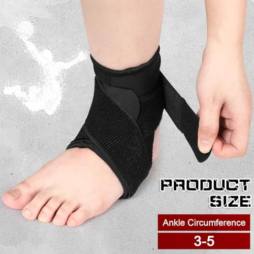 Image of Honoson 2 Pcs Ankle Brace Kid Ankle Support Youth Neoprene Lace up Compression Sleeve Foot Brace Stabilizer with Adjustable Strap for Sport Sprained Plantar Fasciitis Achilles Tendonitis(Black,S)