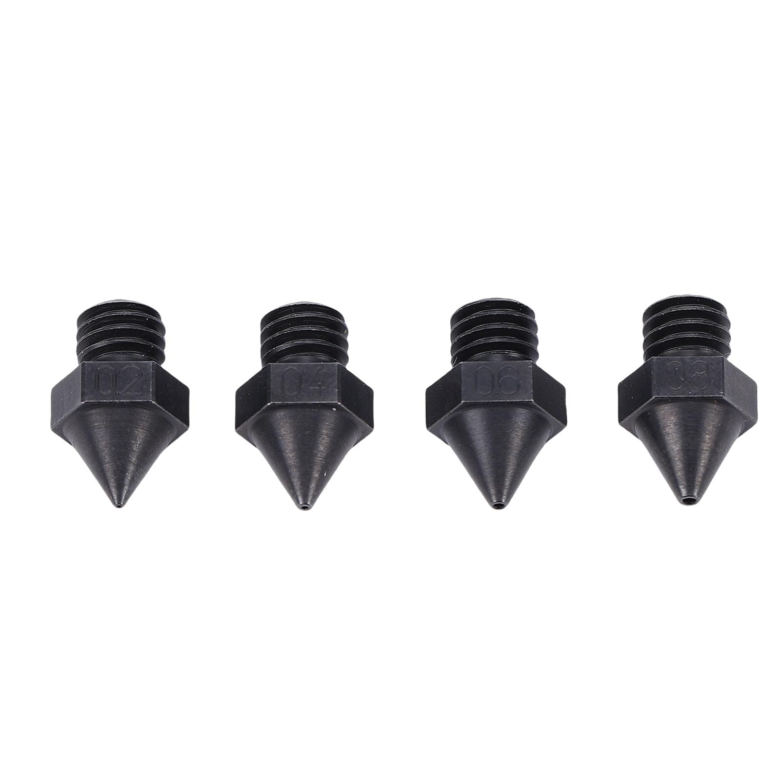 XUMIUZIY 4 Stück 3D-Drucker-Düse aus Gehärtetem Stahl, 0,2 Mm, 0,4 Mm, 0,6, 0,8, Auslaufsicherer 3D-Drucker-Düsenersatz für Raise3D