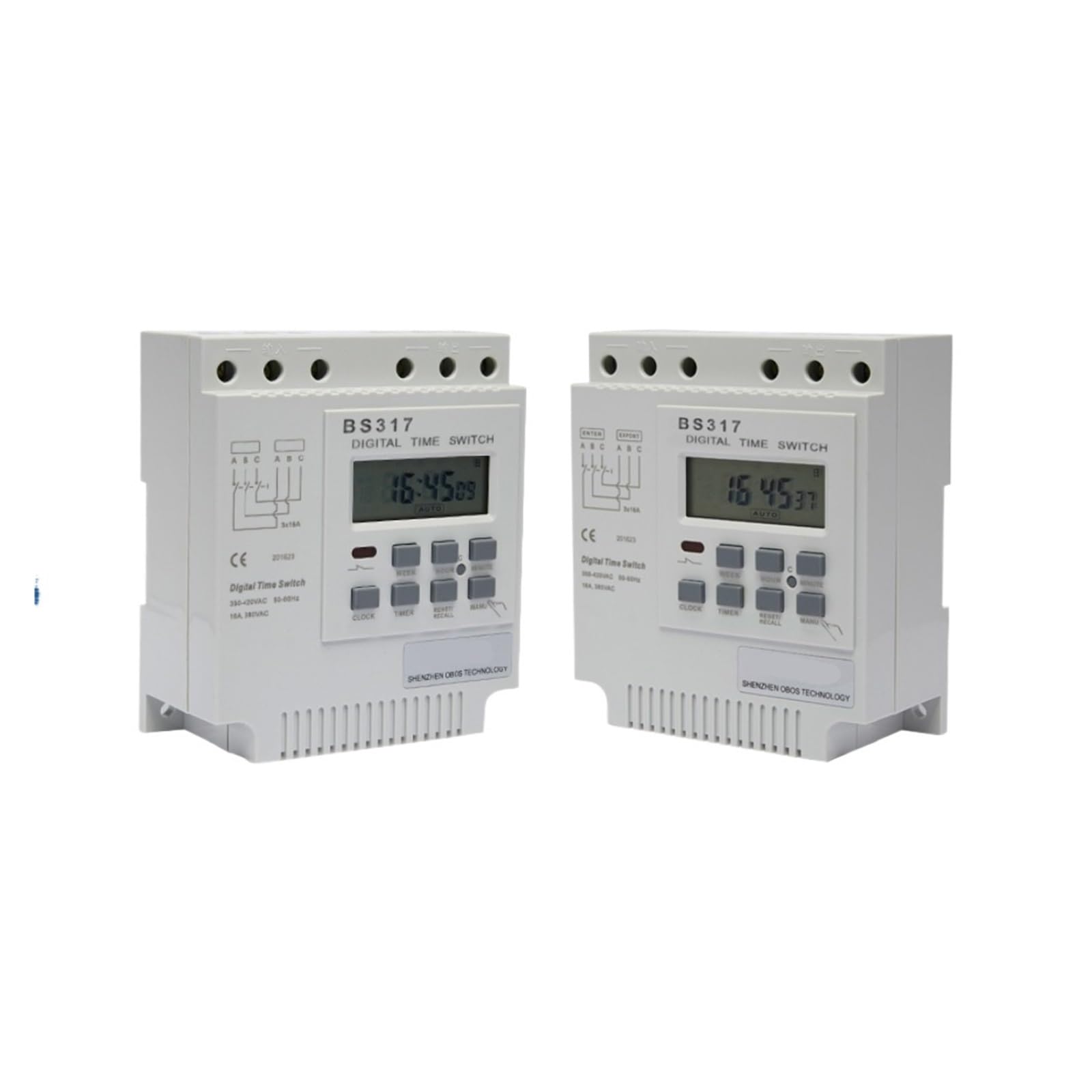 RWRAPS microcomputer Interruttore Timer Timer DIN con Interruttore programmabile trifase 415VAC 25A con 16 Volte di accensione/spegnimento al Giorno, intervallo di impostazione dell'ora 1min-168H