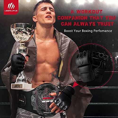 Liberlupus Mma Gloves For Men & Women, Martial Arts Bag Gloves, Kickboxing Gloves With Open Palms, Boxing Gloves For Punching Bag, Sparring, Muay Thai, Mma #TOP1