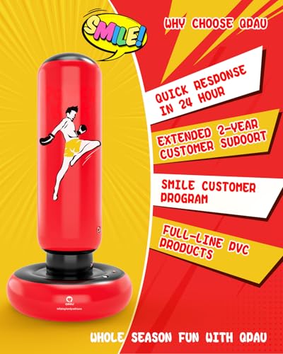 Image of QPAU Inflatable Punching Bag for Kids with Boxing Gloves, 66 in
