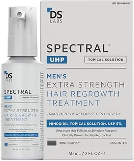 DS Labs Spectral.UHP 5% Minoxidil Hair Density Serum for Men - Extra Strength Topical Formula for Thicker-Looking Hair, Targets Thinning at the Crown Area, With Nanosome Technology, 60mL
