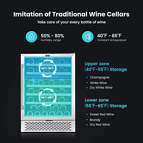 COLZER 24 Inch Freestanding Under Counter Cooler Refrigerator Crazymos