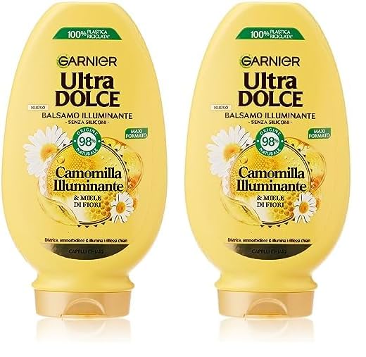 Garnier Balsamo Crema Camomilla e Miele, Capelli Chiari, 250ml (Paquete de 2)