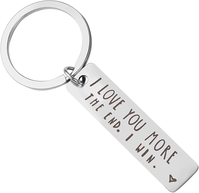 FUYOAL Couples Keychain I Love You More The End I Win Keyring Gifts for Boyfriend Girlfriend Husband Wife Keychains Gifts for Him Her Birthday Anniversary Valentine's Day
