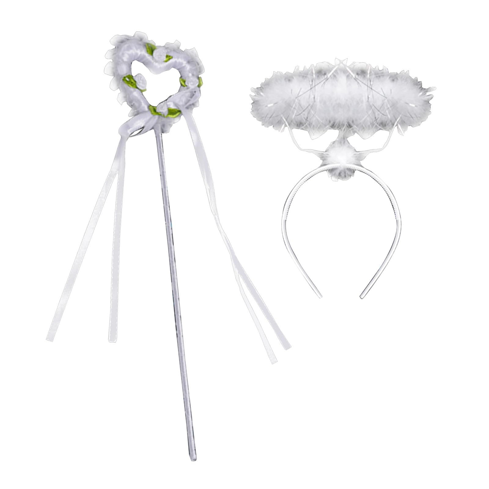 Oxxggkao Unisex 2Pcs Set Angel Halos Headband With Wand Costume Halloween Cosplay Costume Accessories White For Women Girls Halloween Angel Costumes For Women