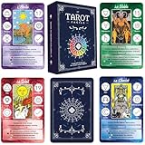 Tarot Divinatoire – Le Tarot Facile – 78 Cartes + Livret +200 Pages (FRANÇAIS) – Apprenez à Lire Les Arcanes Facilement et de façon ludique ! Idéal Débutants – Cartes Grande Taille : 12,6 cm x 8,9 cm