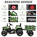 TOBBI Kids Electric Ride On Toy Tractor, 12v Battery-Powered 4 Wheels Ride On Car with Trailer, 35W Dual Motors/3-Gear-Shift/LED Lights/USB Audio Functions for Toddlers 3-6 Years-Dark Green