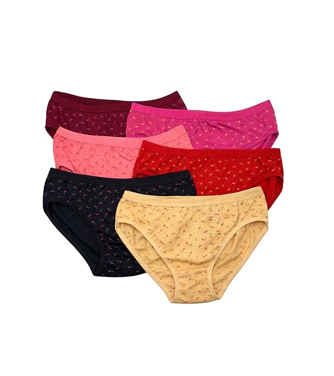 51OMcZFZV7L LOURYN KOULYN® Women Cotton Panty Pack of 6 | Ladies Innerwear Full Coverage Brief | Soft Breathable Printed Underwear