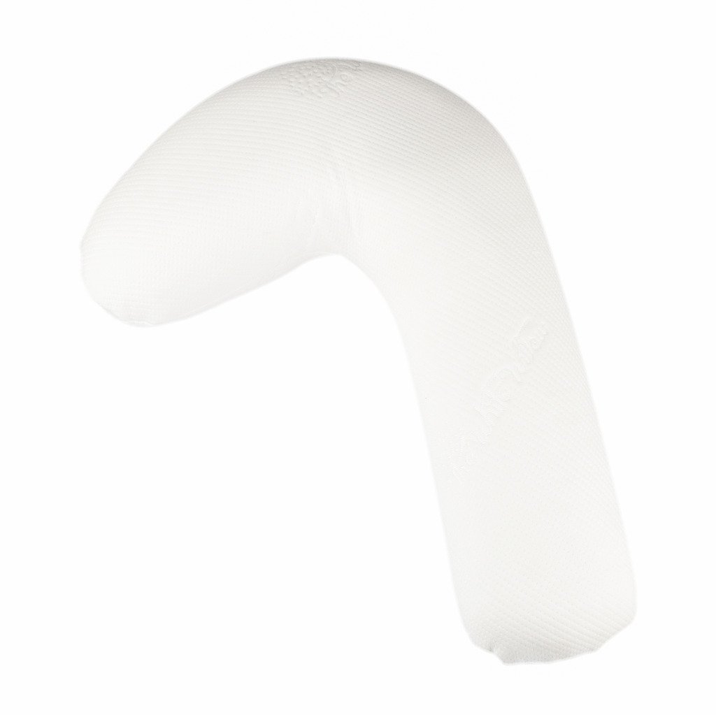 The White Willow White Reverie Memory Foam 1 Piece J-Shaped Side Sleeping Contour Pillow with White Cover- 18" X 26", Blue