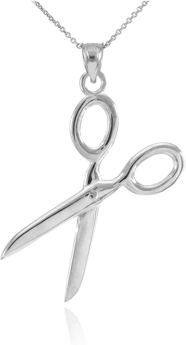 Fine 925 Sterling Silver High Polish Hair Stylist Scissor Charm Necklace
