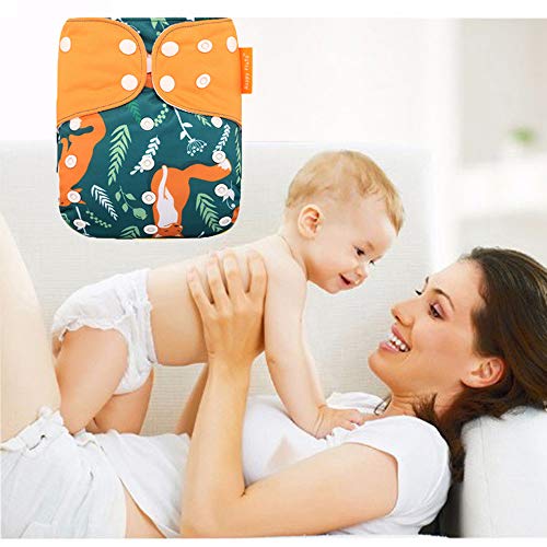 Wenosda 4PCS Baby Cloth Diaper Pocket Nappies Washable Reusable Diapers Insert All-in-One Pocket Nappy for Most Babies and Toddlers (Orange Fox + Squirrel)