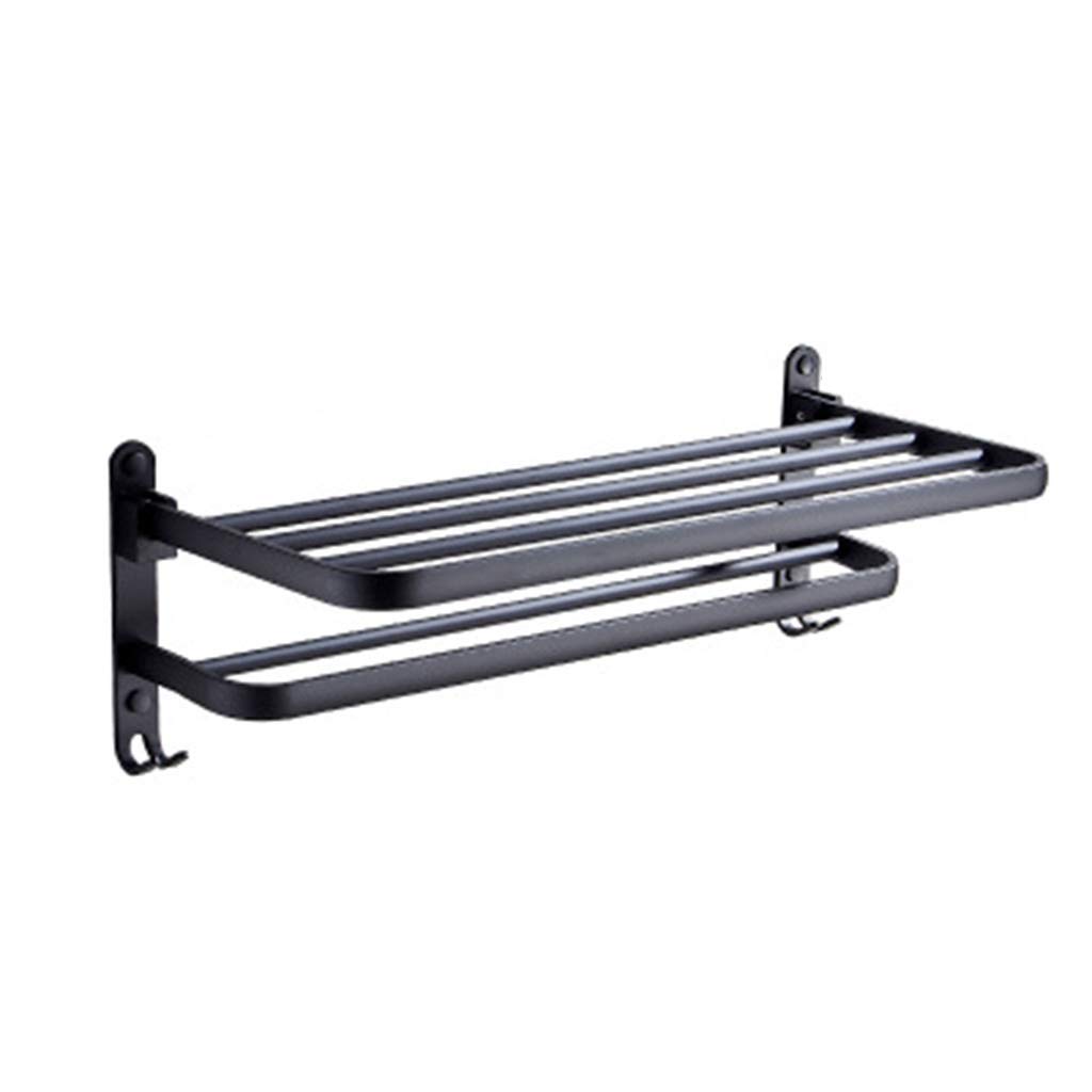 LMYSXAOZ LNNSHX Towel Rack Rail Foldable With Hook Bathroom Black Space Aluminum Kitchen And Hotel Office 50cm (40cm)