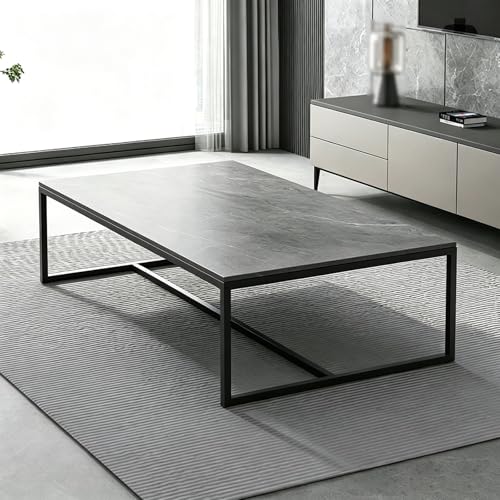 Table basse industrielle en métal avec grand plateau rectangle - 5