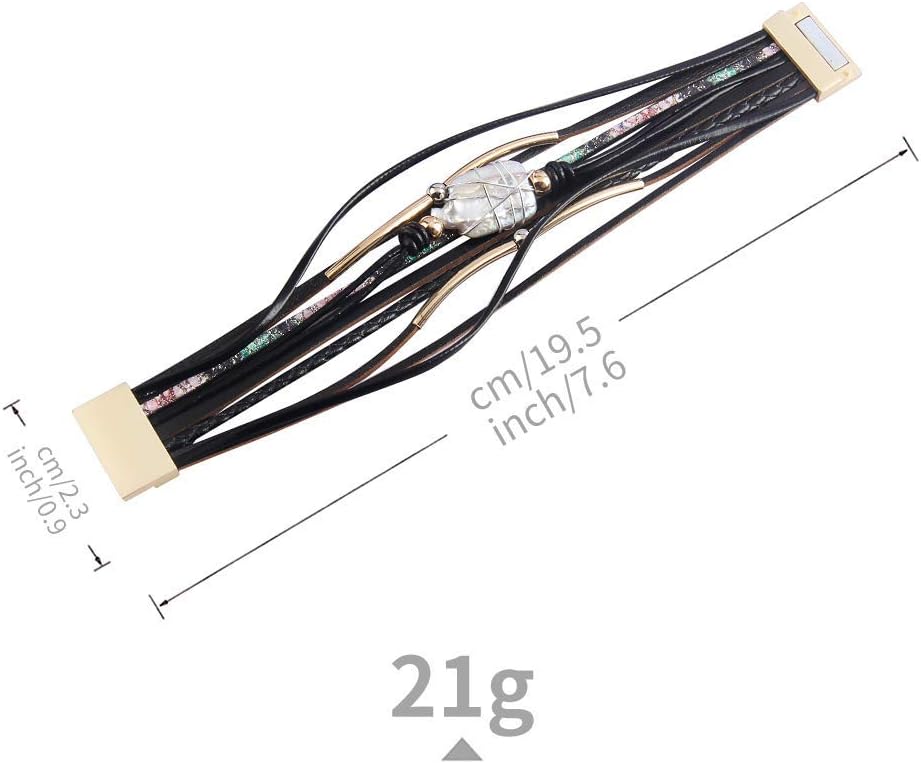 GelConnie Leather Cuff Bracelet Baroque Pearl Wrap Bracelet Gorgeous Gold Tube Bangle Boho Bracelet Bohemian Wristband Jewelry Gift for Women Wife - Image 5