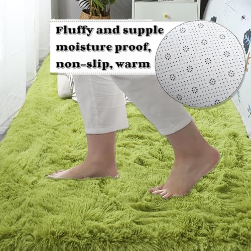 Tapis moderne 170x350 cm fruit vert shaggy grand format pour salon