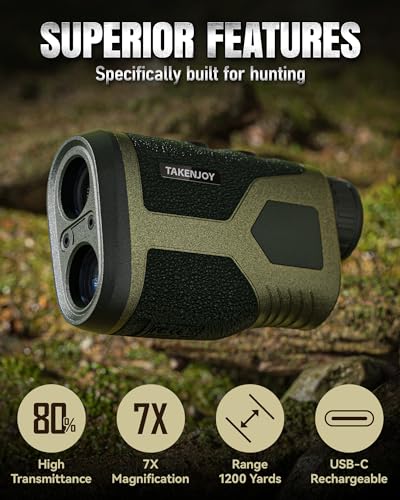 Takenjoy Upgrade Range Finder For Hunter, 1200Y Laser Range Finder, High Transmittance Hd Lcd Display With 7X Magnification, Waterproof thumb #1