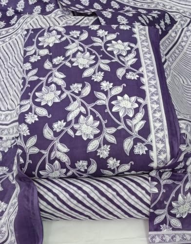 Image of DRAVINAM Trends Women's Premium Cambric Cotton Jaipuri Printed Unstitched Salwar Suit Dress Material with Mulmul Cotton Dupatta