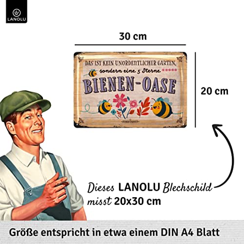 LANOLU Retro Tin Sign Bee Oase Sign, Tin Signs Garden with Sayings, Nostalgic Decoration as Gardener Gifts - Image 3
