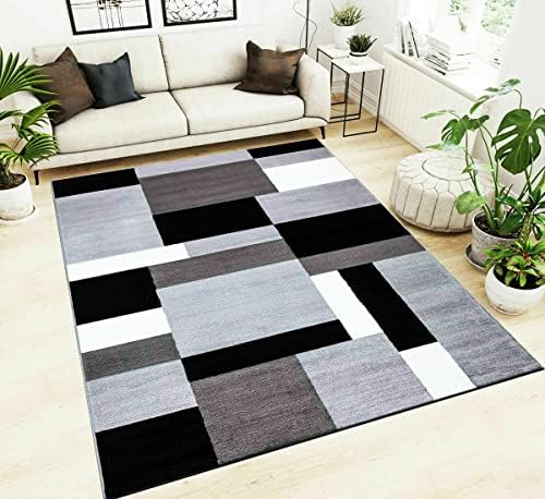 Kilas Rug, Polypropylene, New Modern Home Décor, Geometric, Multi-Coloured, Shaggy and Comfy, Anti-Skid Rug , Carpet, Runner For Large and Small Living Room (Grey, 80x150)