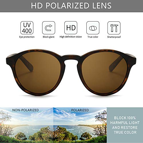 Image of SUNGAIT Classic Round Polarized Sunglasses Retro Vintage Style UV400