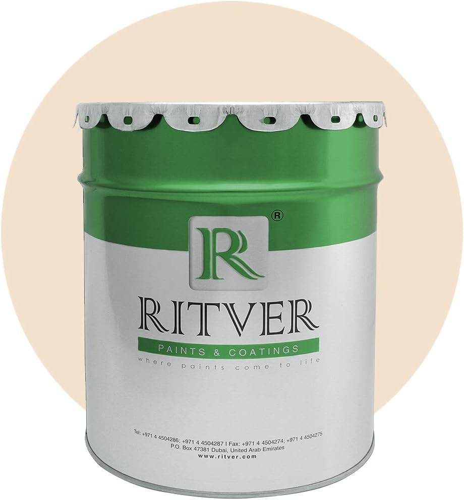 RITVER Premium water-based Wall Paint Emulsion 3.6 Liter, Middle Cream, odorless, drip & splash resistant, Indoor & Outdoor, high opacity, RP-107