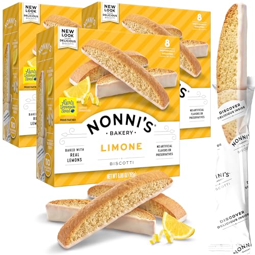 Nonni's Limone Biscotti Italian Cookies - 3 Boxes Lemon Cookies - Biscotti Individually Wrapped Cookies - Lemon Italian Biscotti Cookies w/White Icing - All Natural Ingredients - Kosher - 6.88 oz