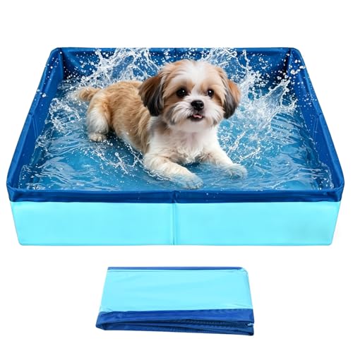 YEAMLTE Piscina per Cani Piccoli 50x10cm Mini Piscinetta per Cani Piscina Pieghevole Gioco per Gatti Piscinas Animali Domestici Resistente Graffi per Bagno e Riporre Gli Oggetti (Blu)