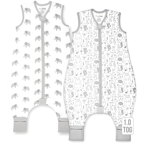 Image of Mama Cheetah Toddler Sleep Sack with Feet in 1.0 Tog Organic Cotton for Boys and Girls, Baby Sleep Bag with Legs and 2-Way Zipper, Early Walker Medium