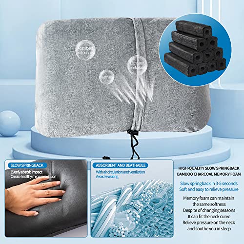 Vckas Memory Foam Pillow,Soft Slow Rebound Head And Neck Cushion With Plush Removable Cover,Easy Packing Using Pillowcase Pocket Perfect For Travelling/Camping/Backpacking/Hiking (Grey, 11"X15") #TOP4