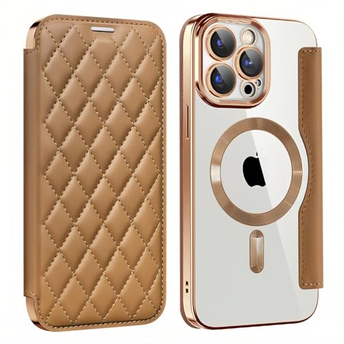 LEADERFISH 全面レンズ保護 For iPhone 16 Pro Max ケース 手帳型 magsafe対応 カード収納 カード入れ 背面クリア いphone16 Pro Maxケース 財布型 カードホルダー 人気 可愛い 薄型 軽量 高級PUレザ