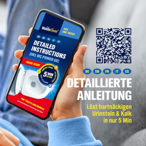 WoldoClean 2in1 Urinsteinentferner extra stark Gel 1L - Urin Kalk Toilette – Ansicht 4