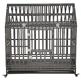 LUCKUP Heavy Duty Dog Cage Strong Metal Kennel and Crate for Medium and Large Dogs, Pet Playpen with Four Wheels,Easy to Install,48 inch,Black
