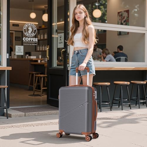 Image of Cosbarn Carry On Luggage,3 Piece Carry On Suitcase,22x14x9 Airline Approved | Lightweight ABS Hardside Luggage, TSA-Approved Lock,Suitcases with Wheels,20Inch,Matching Duffle Bag,For Men&Women