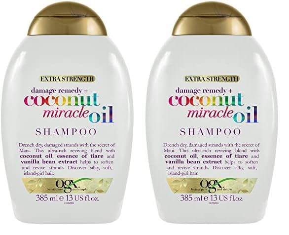 Coconut Miracle Oil Shampoo for Damaged Hair, 385ml (Pack of 2)
